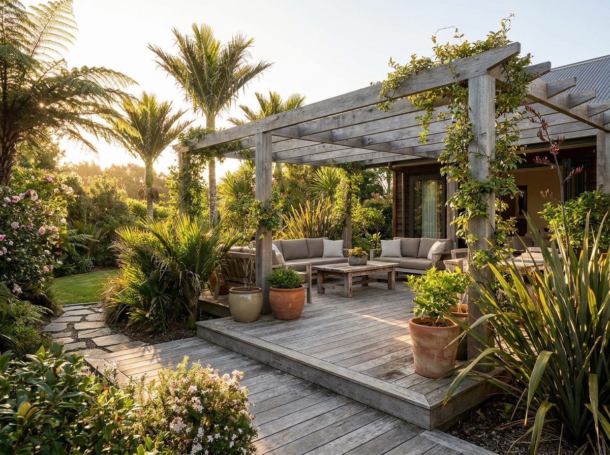 Timber deck and outdoor living area